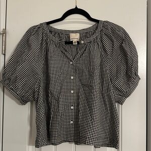 Women's Black and White Gingham Top